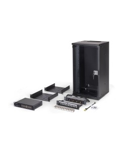 Conjunto de red de 10", carcasa mural 12U y accesorios, negro Versión SOHO Pro, sin montar