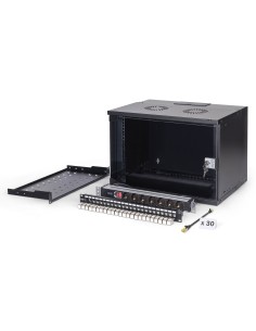 Conjunto de red de 19", carcasa mural 7U y accesorios, negro Versión SOHO Pro, sin montar