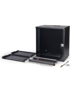 Conjunto de red de 19", carcasa mural 12U y accesorios, negro Versión SOHO Pro, sin montar