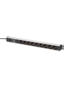 PDU de aluminio, montable en bastidor, filtro de frecuencia, 2 m 16A, 3600W,230VAC 50/60Hz,7x seguridad,2x enchufe