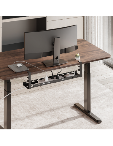 KAB0094 Organizador de cables, montaje bajo escritorio, con abrazadera, extensible, metálico, negro LOGINLIK
