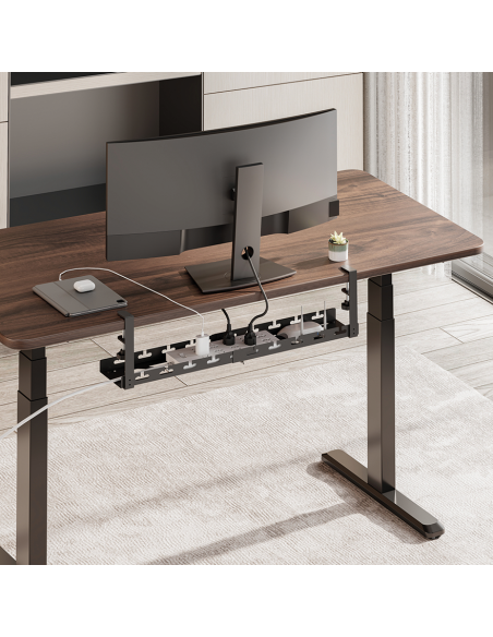 KAB0094 Organizador de cables, montaje bajo escritorio, con abrazadera, extensible, metálico, negro LOGINLIK