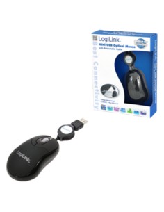 
ID0016 LOGILINK - Ratón Optico 800dpi Negro USB con cable retractil LogiLink