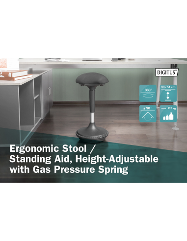 
DA-90422 DIGITUS - Taburete para estar de pie, regulable en altura, negro