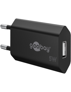 
Cargador   5W USB 1 puert.  USB-A Negro Salida Recta Goobay