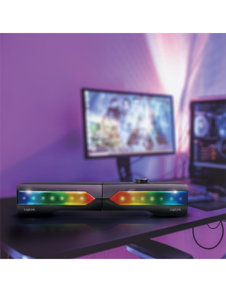 
SP0059 LOGILINK - Barra de sonido móvil con luz de fiesta, sistema de sonido para juegos 2 en 1 Logilink