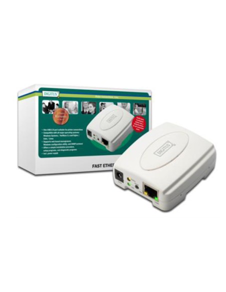 
DN-13003-2 DIGITUS - Print Server 1 Puerto USB 2.0 DIGITUS. Servidor de impresión USB, 1 puerto 1x RJ45, 1x USB A, USB 2.0. C
