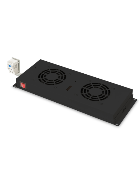 
Unidad de ventilador de techo para instalación de 483 mm (19") 2 ventiladores, interruptor, termostato, 276 m³ circ./h Color 