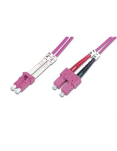 Cable de conexión DIGITUS de fibra óptica, LC a SC multimode OM4 - 50/125 µ, Duplex, color RAL4003 Longitud de 1m