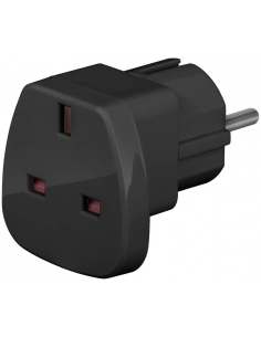 Adaptador de viaje UK Hembra a CEE 7/7 Shucko Negro
