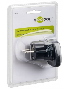 Adaptador de viaje UK Hembra a CEE 7/7 Shucko Negro 2