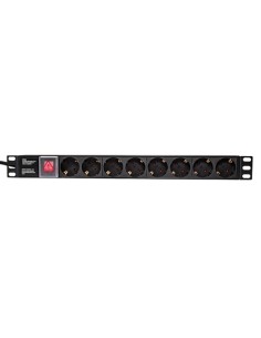 
Regleta Aluminio Rack 19"  8 Schuko con interruptor Monolyth 2