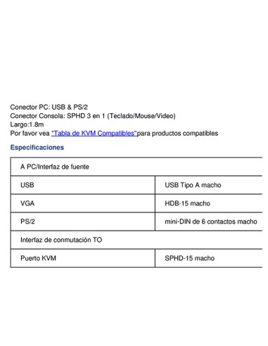 
Cable KVM 1.8m PS2-USB ATEN