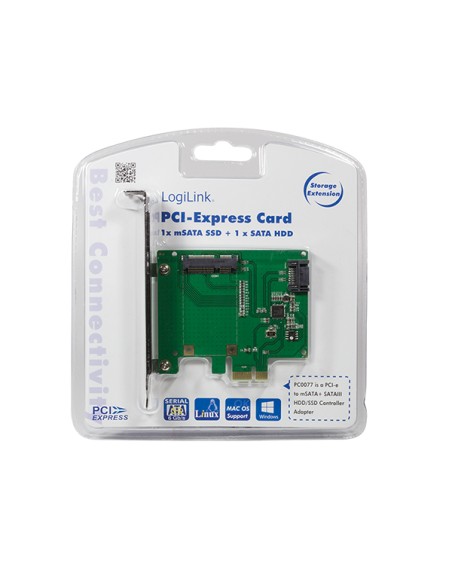 
Tarjeta PCI-Express, 1x mSATA SSD + 1x SATA HD LogiLink