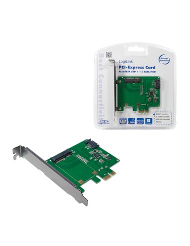 
Tarjeta PCI-Express, 1x mSATA SSD + 1x SATA HD LogiLink