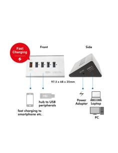
Hub USB 3.0 de  7 puertos con alimentador,Aluminio, Logilink 2