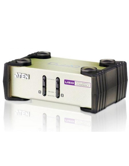 
ATEN CS82U  Conmutador KVM de tipo USB - PS/2 de 2 puertos con interfaz VGA (cables KVM incluidos)
