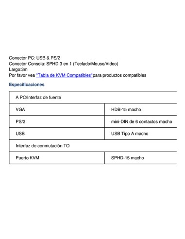 
Cable KVM 3m PS2-USB ATEN