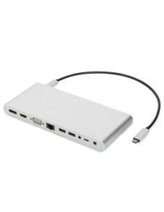 
DIGITUS DA-70864 Docking USB-C 12 Puertos Aluminio Digitus; USB-C, 12-Port 4x USB 3.0,1x USB-C,3x video,RJ45,2x audio RJ45, 2