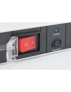 Regleta Aluminio Rack 19"  7 Schuko, Entrada Schuko CEE 7/7 16A 2m 1U Con Interruptor y Proteccion Sobrecarga DIGITUS 2