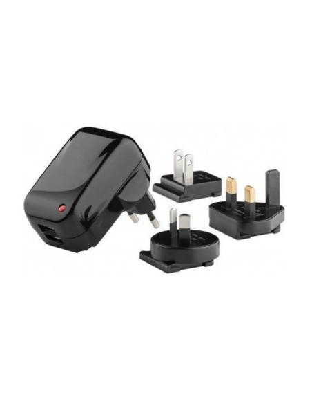 
43796 GOOBAY - Cargador USB  2 puert. 2,5A + Adap (EU/UK/US) Negro Goobay