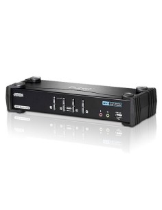 
ATEN CS1784A Conmutador KVM de tipo USB de 4 puertos para conexión DVI Dual Link, con transmisión del sonido y concentrador U 2