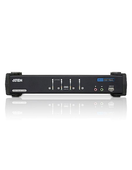 
ATEN CS1784A Conmutador KVM de tipo USB de 4 puertos para conexión DVI Dual Link, con transmisión del sonido y concentrador U