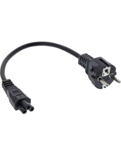 
16656T : Cable Alimentacion CEE-7/7  SCHUKO  a C5 Trebol 0,30 m  Negro
