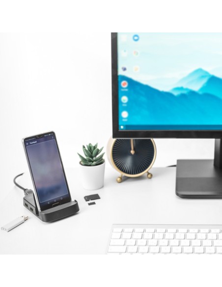 
DA-70882 DIGITUS - Estación de acoplamiento para smartphone USB-C, 7 puertos. Estación de acoplamiento para smartphone, 2 USB