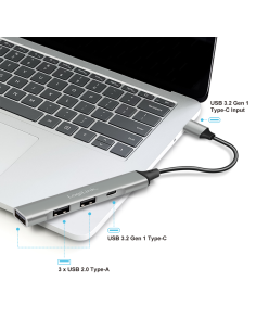 
UA0416 LOGILINK - Hub USB-C 3.2 Gen 1,   3x USB-A 2.0, 1x USB-C 3.2 Gen1  Carcasa de Alumino 2