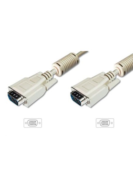 Cable VGA Macho-Macho 10 metros 3C+7 Beige con  ferritas